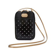 Black Patent Heart-Studded Mini Sling Bag