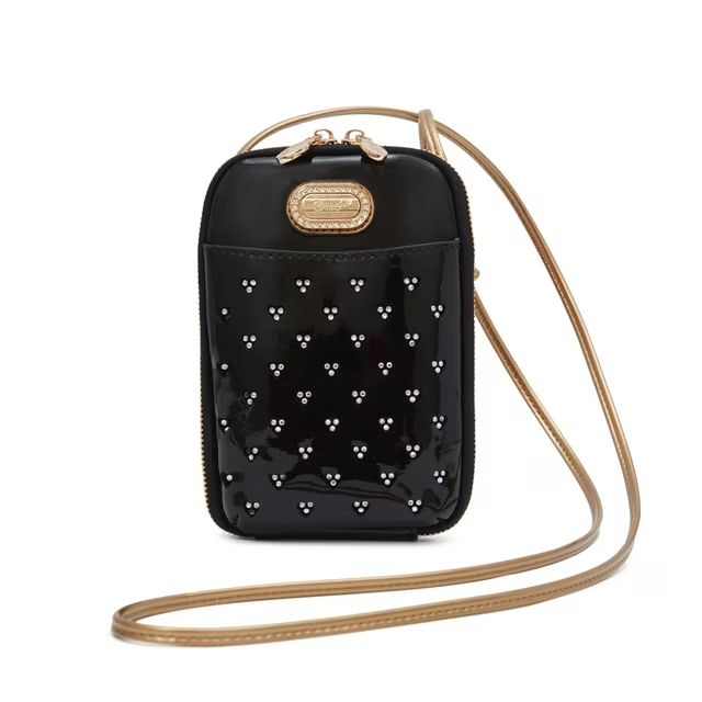 Black Patent Heart-Studded Mini Sling Bag