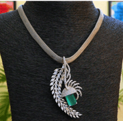 Emerald Statement Peacock Necklace Set