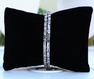 Elegant Silver Baguette Cut CZ Bracelet Set