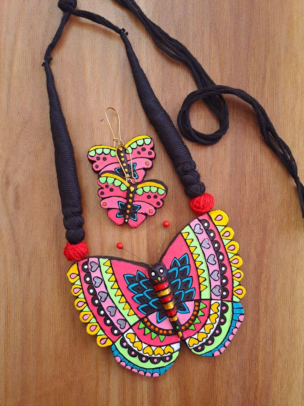 Butterfly Multicolored Jewelry Set | Clay Jewelry | Boho Set