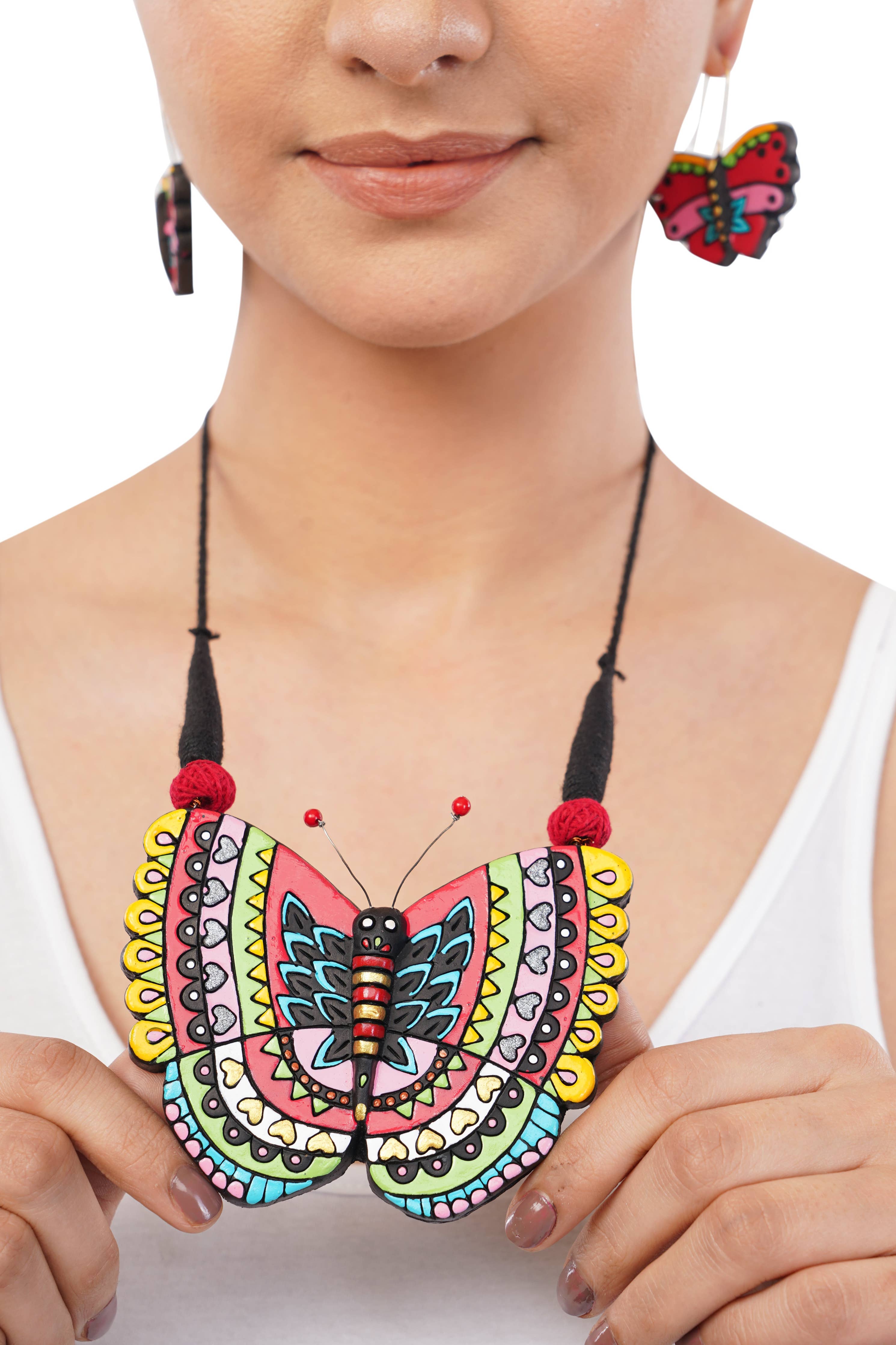 Butterfly Multicolored Jewelry Set | Clay Jewelry | Boho Set