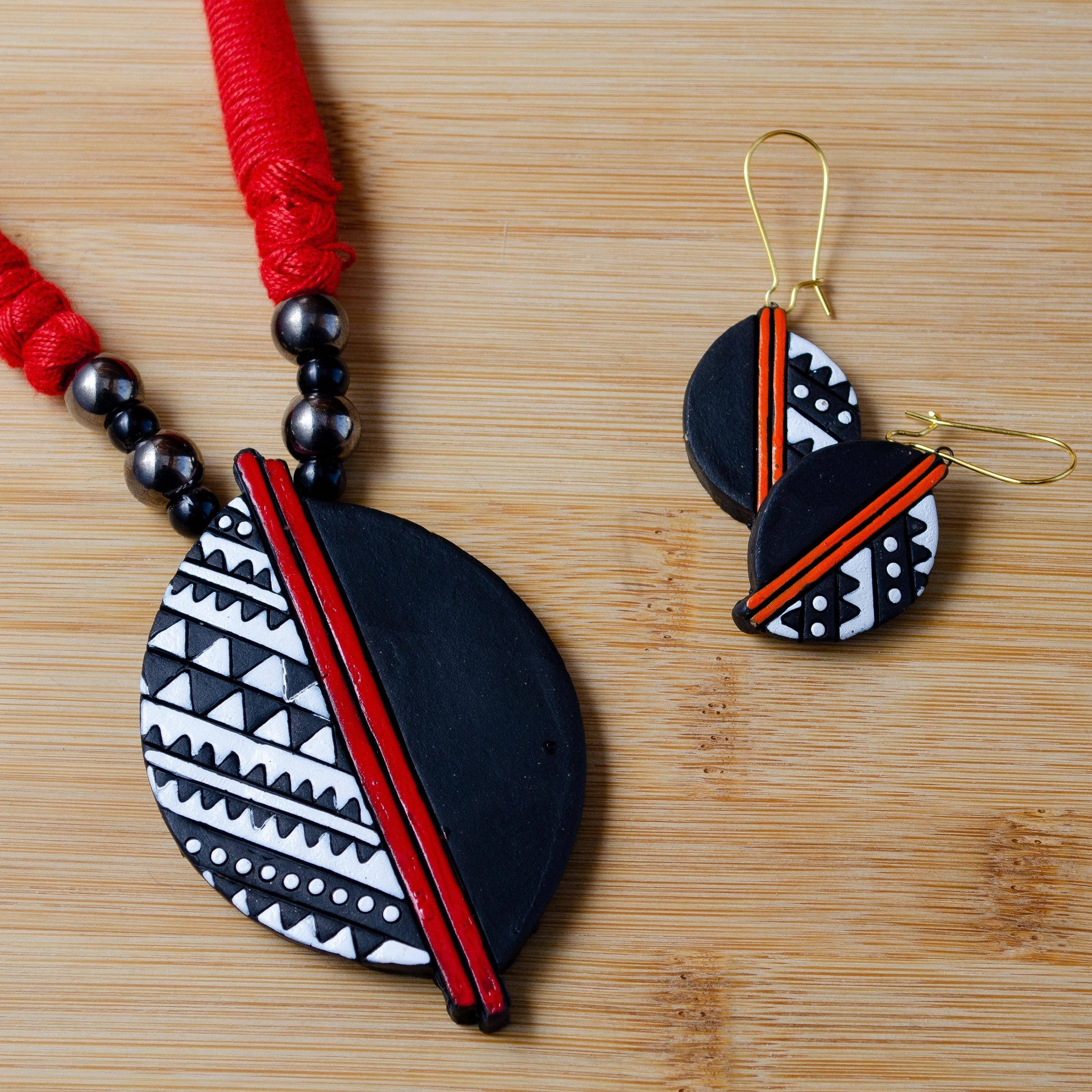 Autumn Jewelry Set | Clay Jewelry | Black Leaf Jewelry
