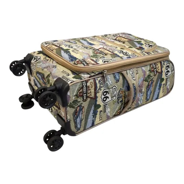 Vintage Route 66 Print Spinner Luggage