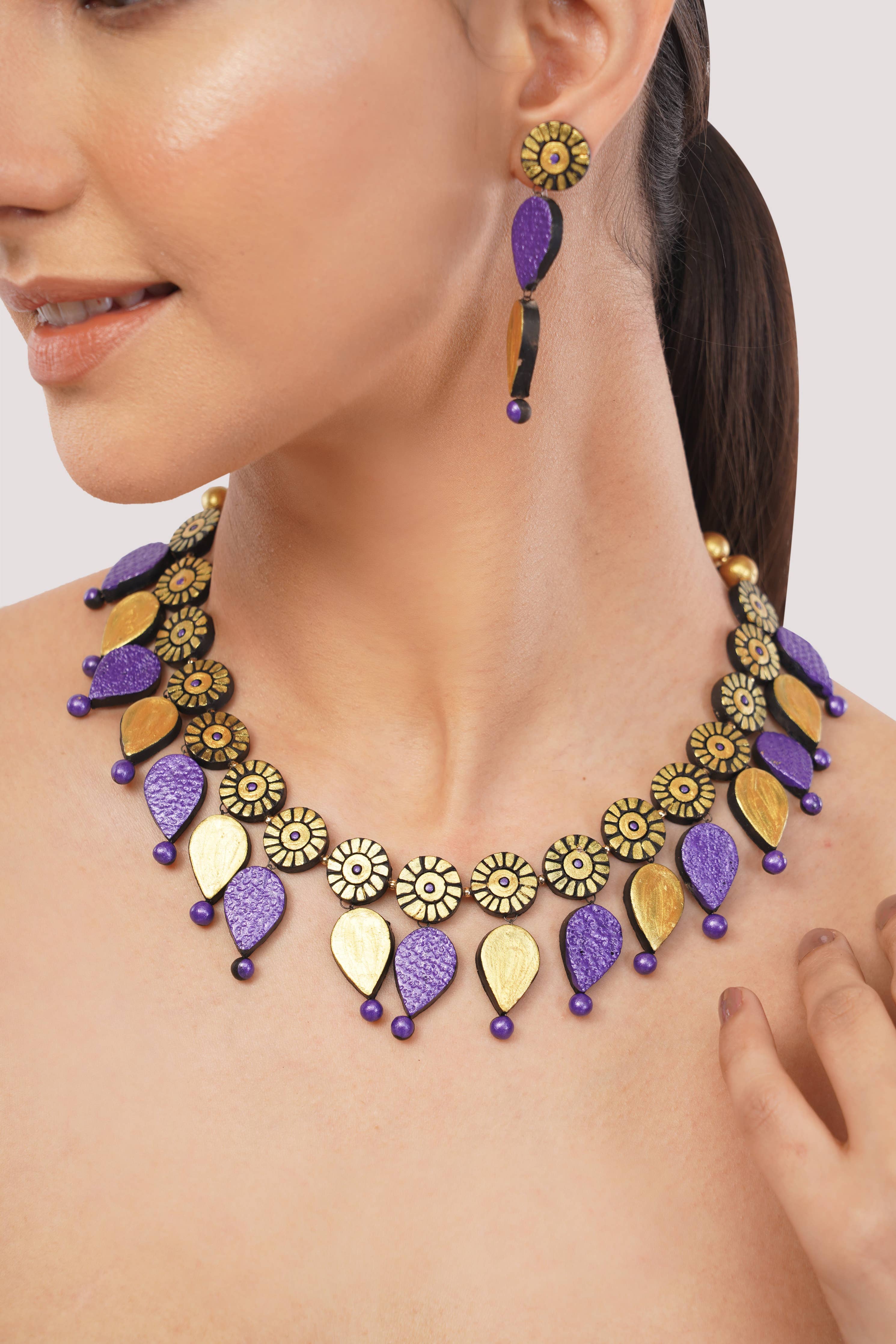 Water Droplet Jewelry Set | Clay Jewelry | Purple Jewelry