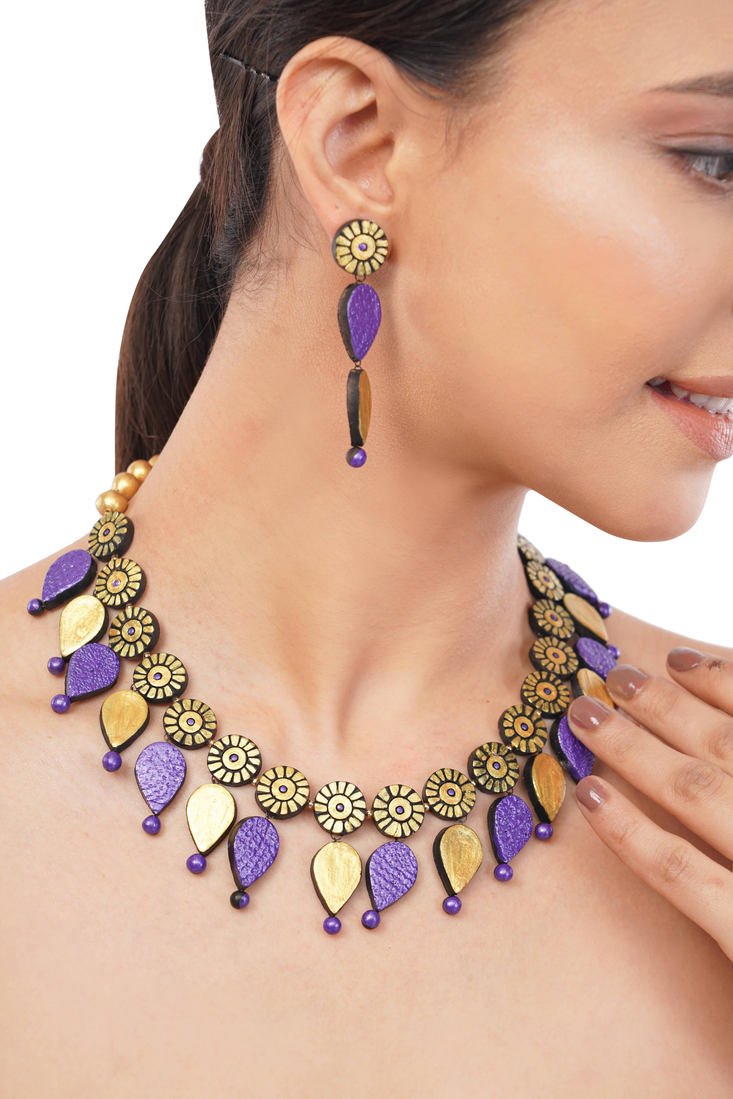 Water Droplet Jewelry Set | Clay Jewelry | Purple Jewelry