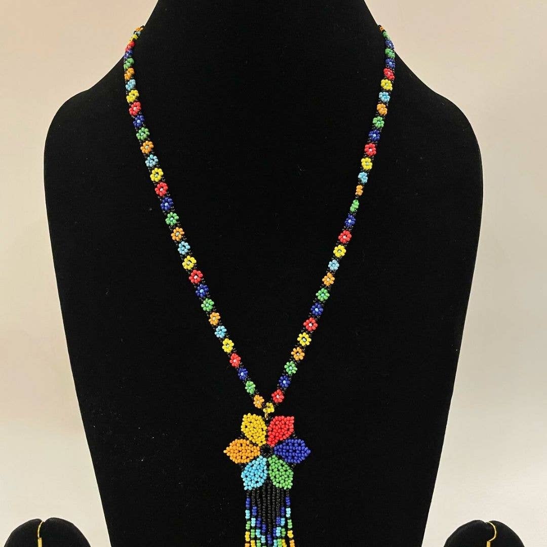 Multicolored Beaded Flower Set | Beaded Jewelry | Floral