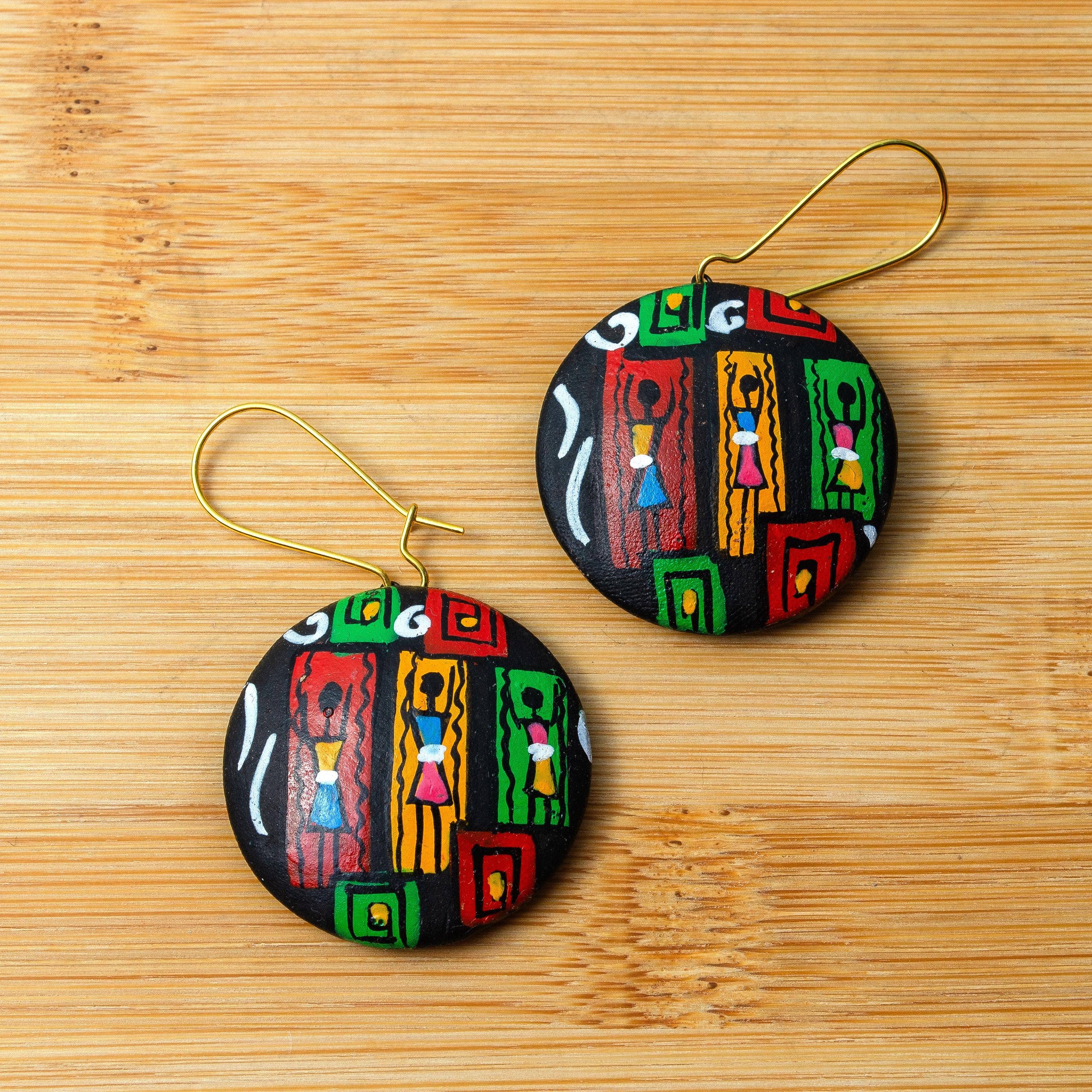 Red Oval Jewelry Set | Clay Jewelry | Geometric Jewelry