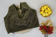 Olive Green Shimmer Sequin Party Wear Blouse