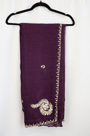 Royal Plum Georgette Saree with Mirror and Zari Embroidery