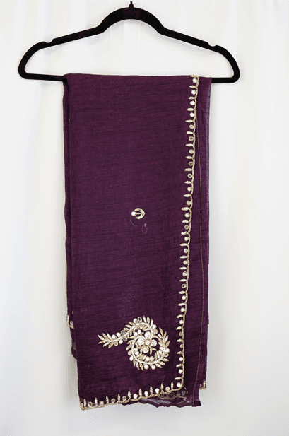 Royal Plum Georgette Saree with Mirror and Zari Embroidery