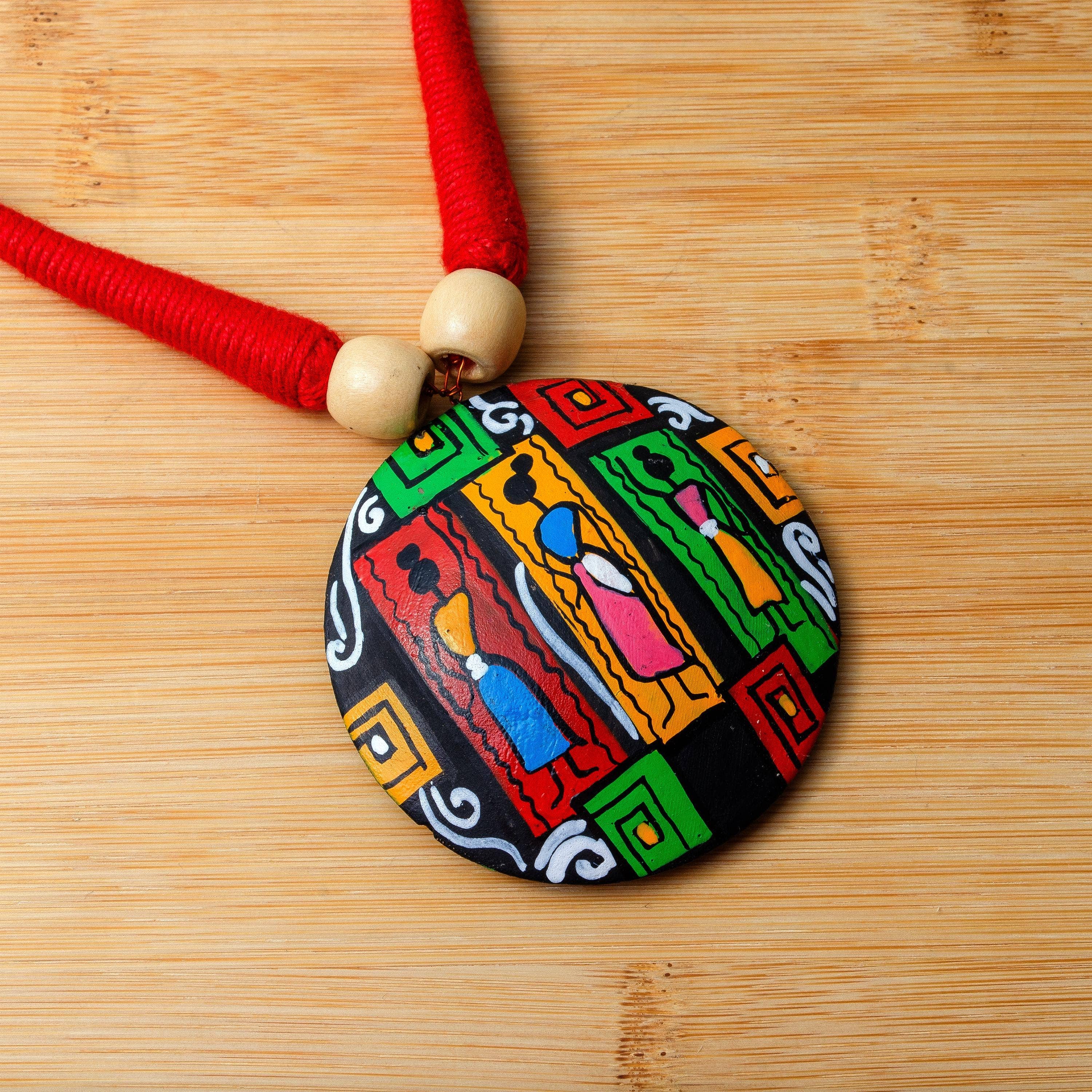 Red Oval Jewelry Set | Clay Jewelry | Geometric Jewelry