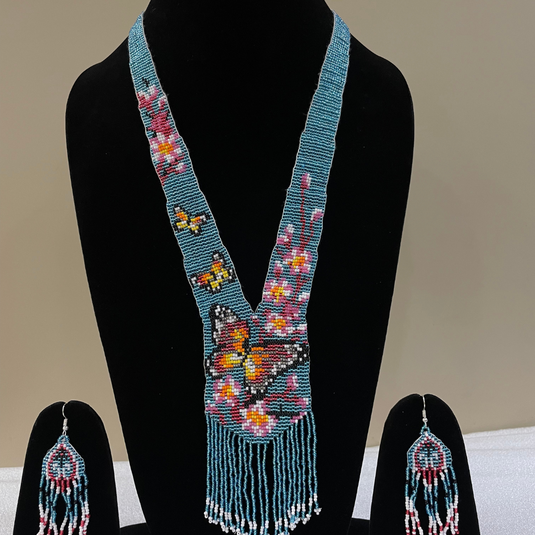 Butterfly Jewelry Set | Beaded Jewelry | Spring Blue Jewelry
