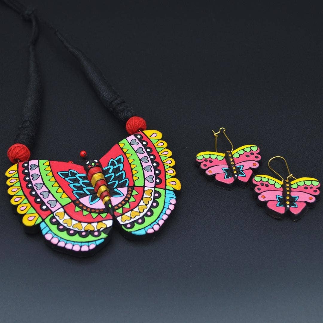 Butterfly Multicolored Jewelry Set | Clay Jewelry | Boho Set