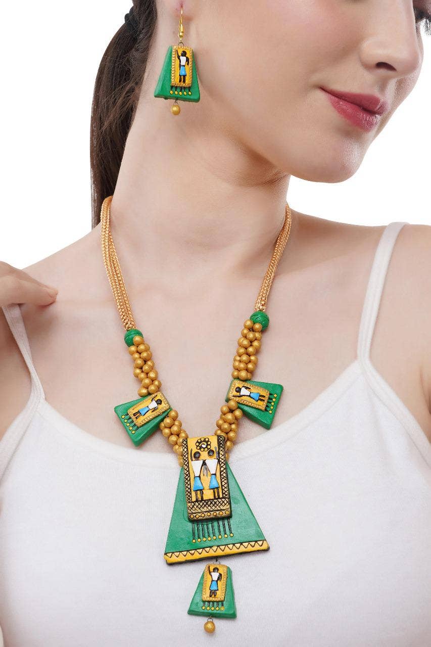 Egyptian Jewelry Set | Clay Jewelry | Green Pyramid Jewelry