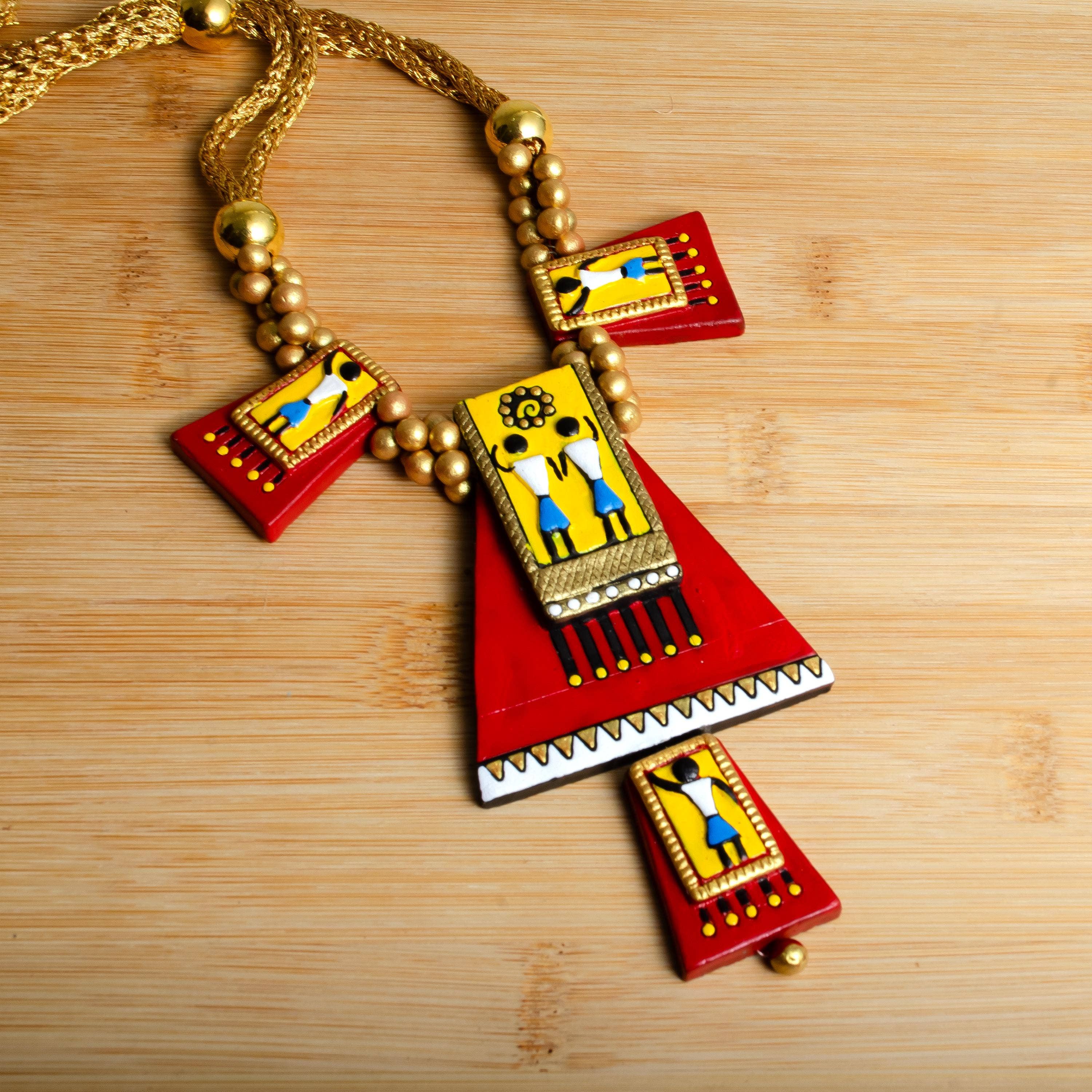Red Pyramid Jewelry Set | Clay Jewelry | Egyptian Jewelry