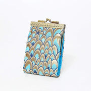 Turquoise Peacock Scale Brocade Metal Clasp Wallet