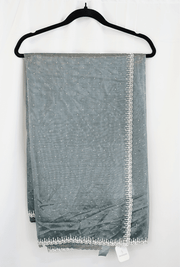 Steel Blue Net Saree with Pearl and Sequin Embroidered Border