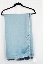 Sky Blue Satin Silk Saree with Silver Border Detailing