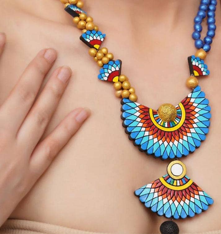 Sensu-Inspired Jewelry Set | Clay Jewelry | Blue Jewelry