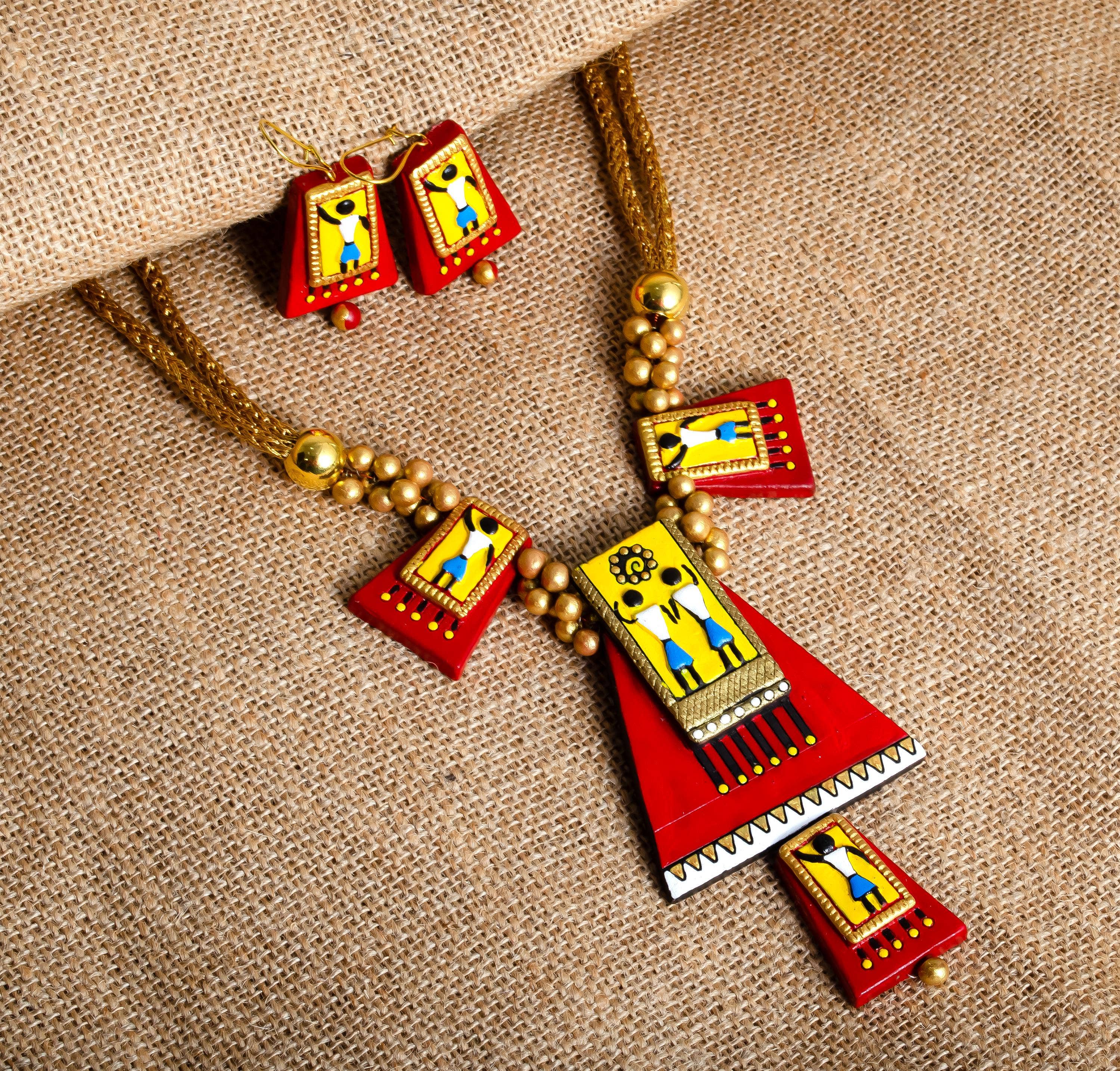 Red Pyramid Jewelry Set | Clay Jewelry | Egyptian Jewelry