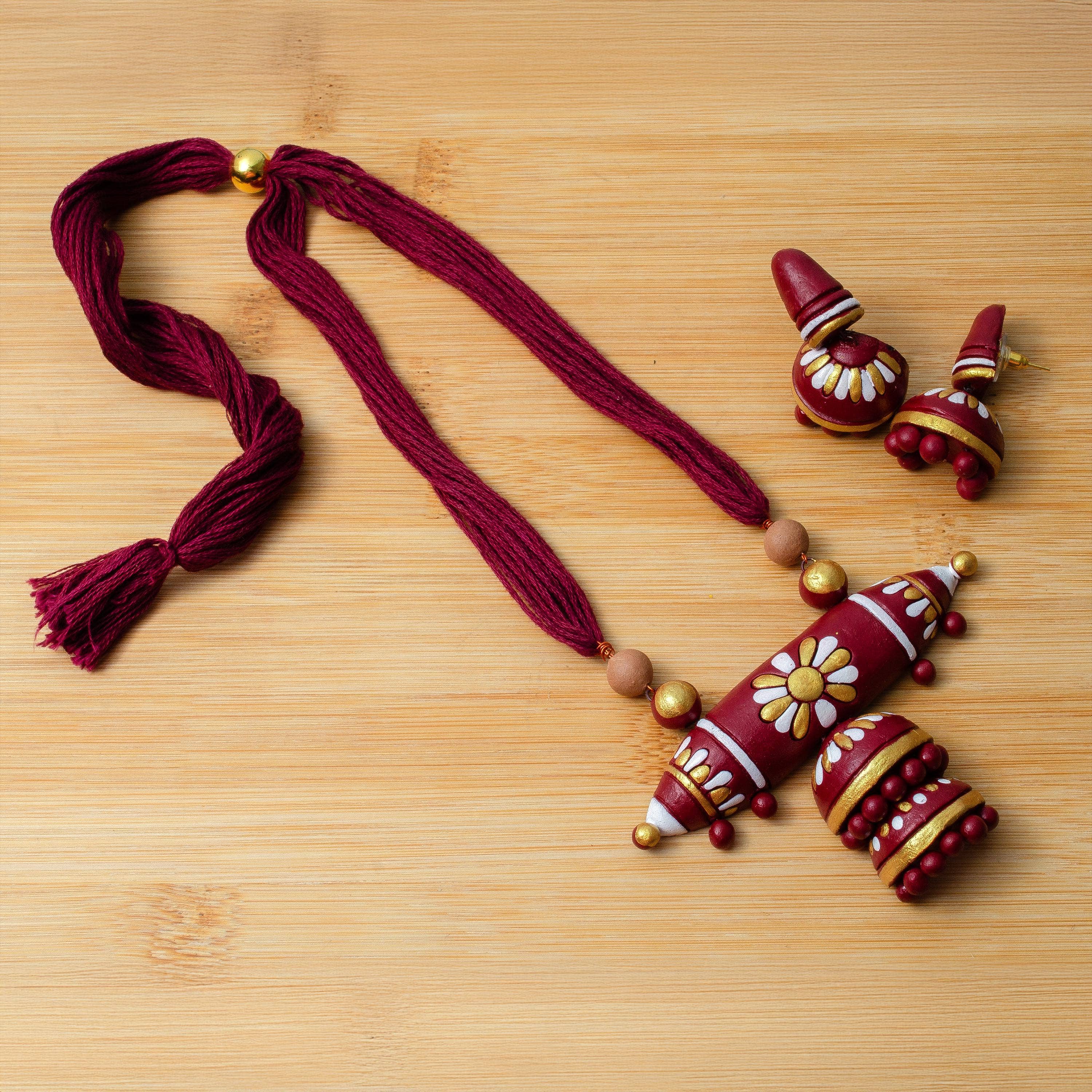 Jhumka Jewelry Set | Clay Jewelry | Floral Studded Jewelry