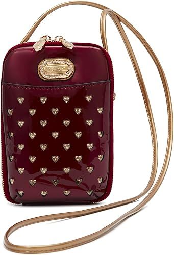 Wine Red Patent Heart-Studded Mini Sling Bag