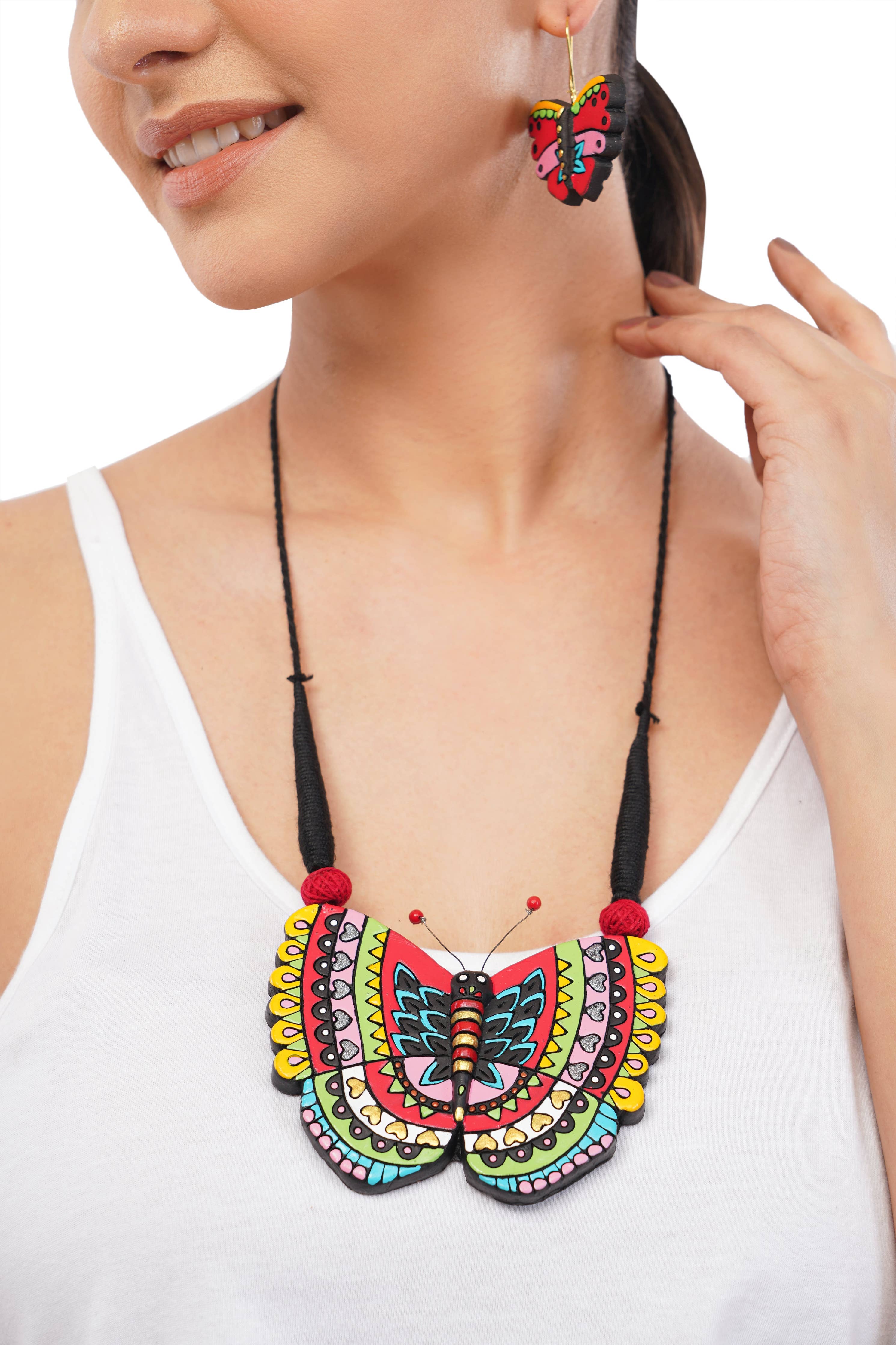 Butterfly Multicolored Jewelry Set | Clay Jewelry | Boho Set