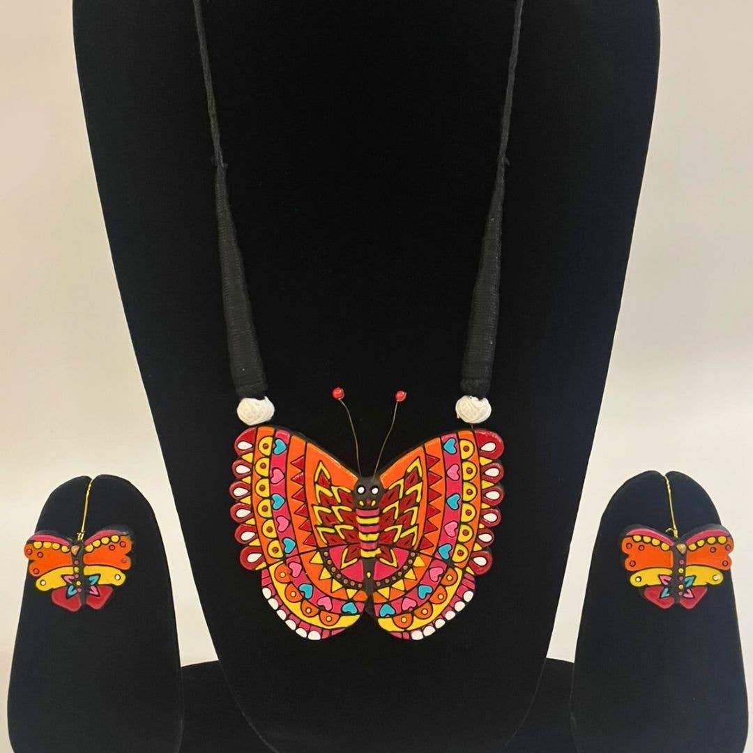 Butterfly Multicolored Jewelry Set | Clay Jewelry | Boho Set