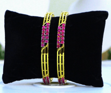 Pink Radiance Sleek Gold Bangles