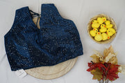 Navy Blue Shimmer Sequin Party Wear Blouse