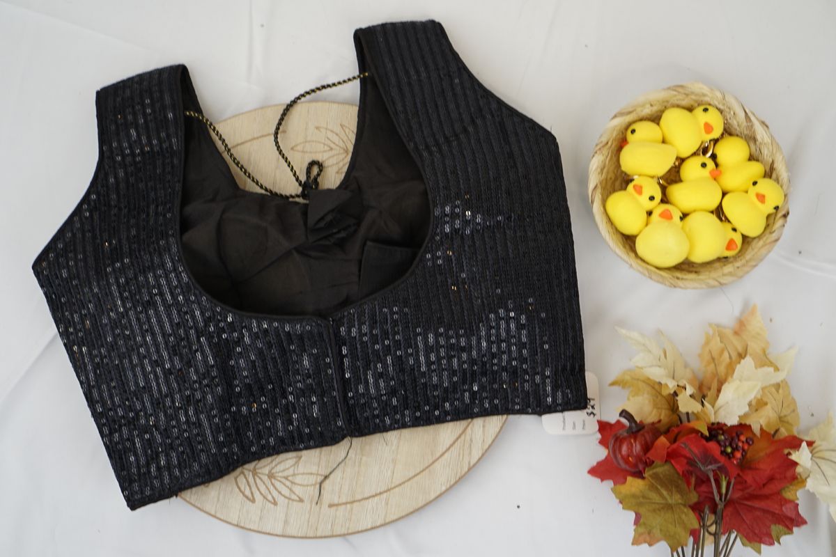 Black Full Sequin Party Wear Blouse