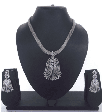 Silver Finish Elegant Waterfall Necklace Set