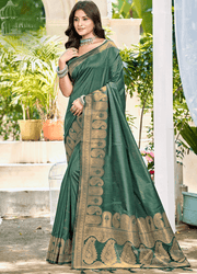 Dark Green Silk Weaving Work Saree