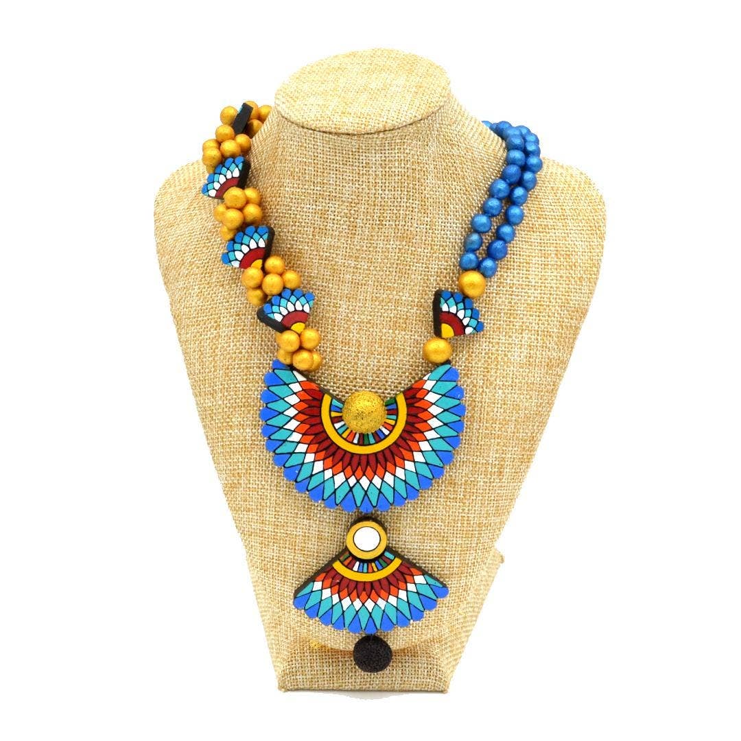 Sensu-Inspired Jewelry Set | Clay Jewelry | Blue Jewelry