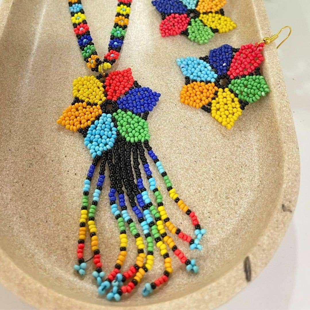 Multicolored Beaded Flower Set | Beaded Jewelry | Floral