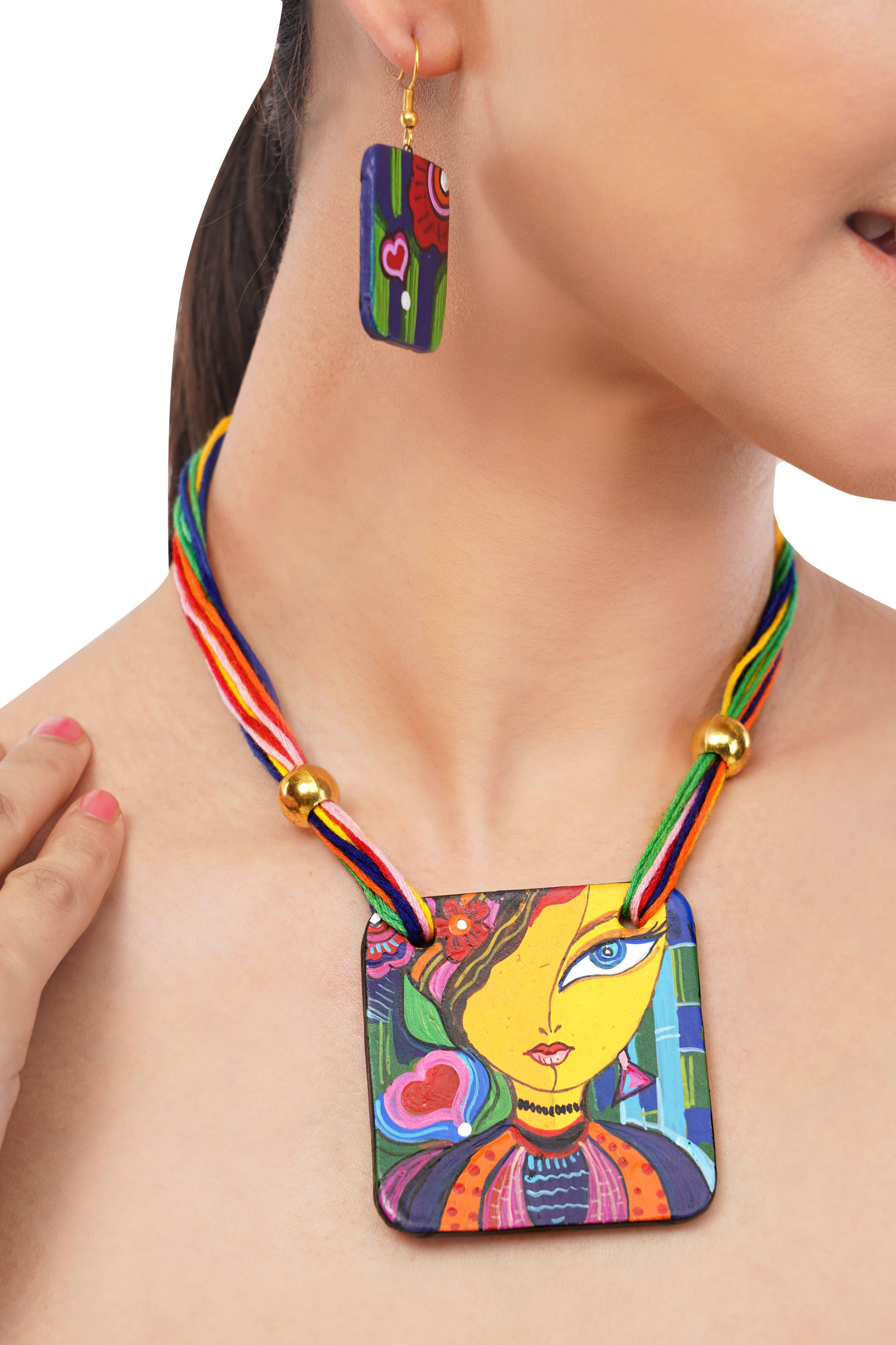 Valentine Heart Jewelry Set | Clay Necklace and Earrings