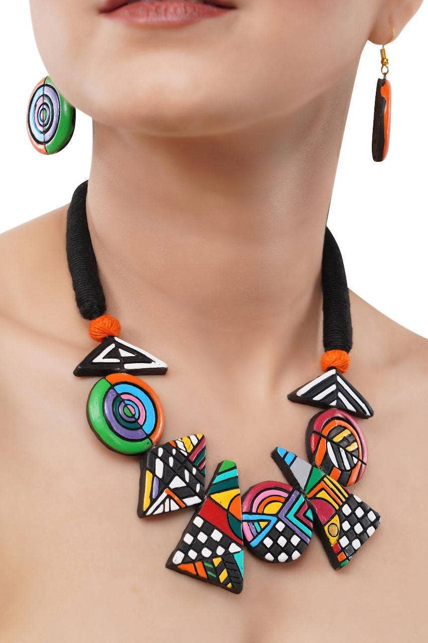Geometric Necklace Set | Clay Jewelry | Colorful Jewelry