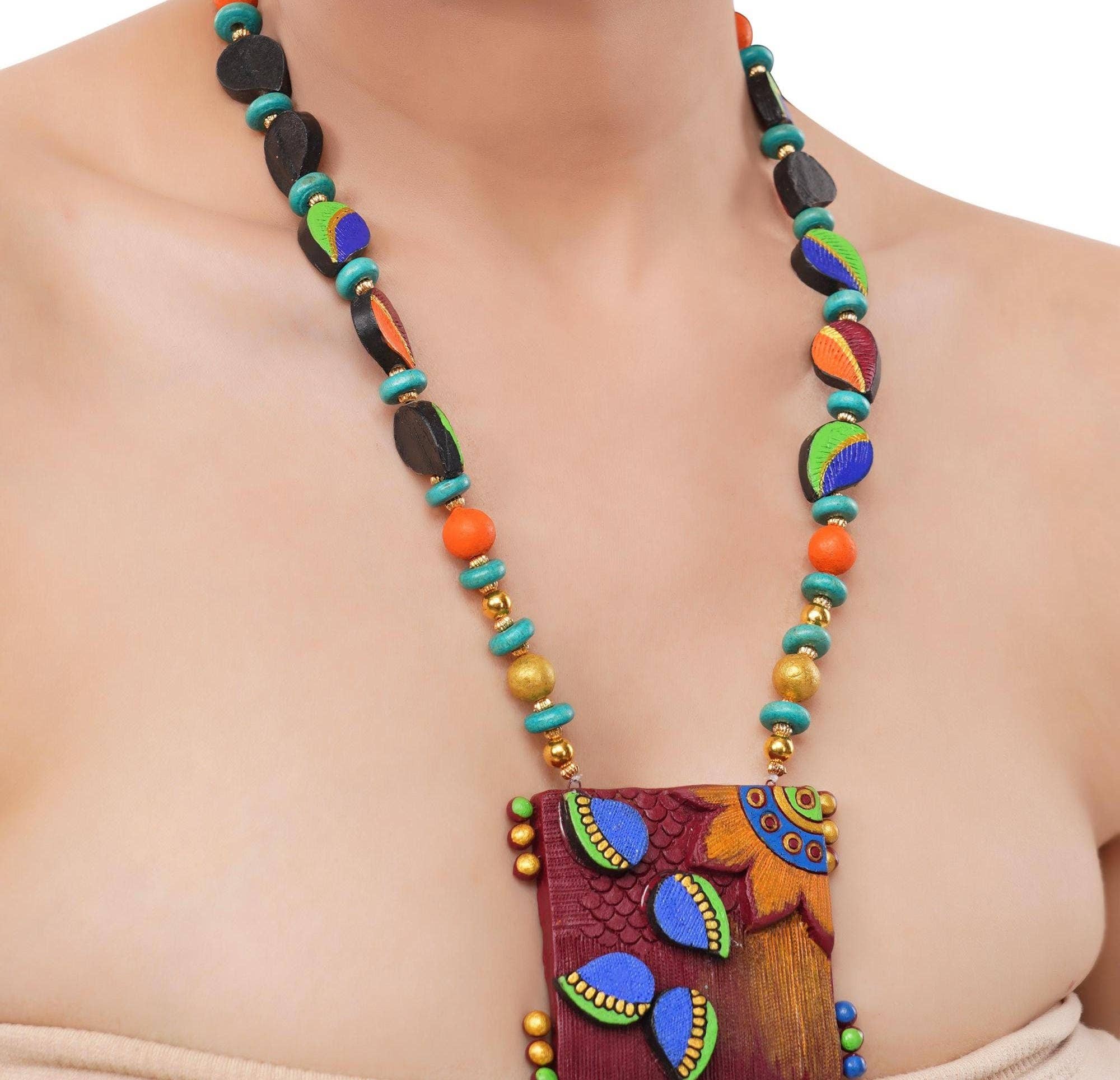 African Jewelry Set | Clay Jewelry | Tribal Leaf Jewelry