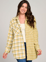 Yellow & Cream Dual Plaid Button-Up Shacket