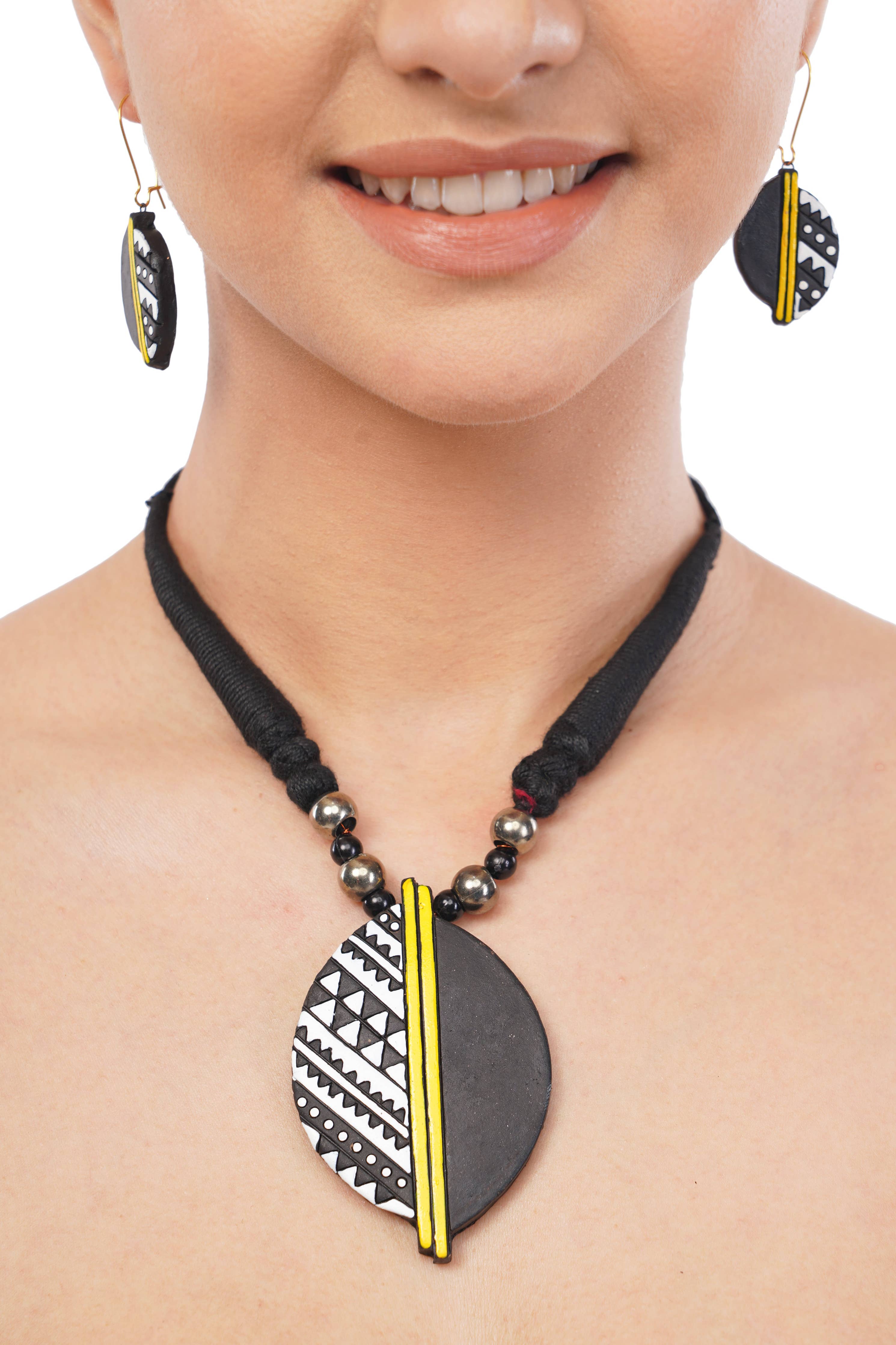 Autumn Jewelry Set | Clay Jewelry | Black Leaf Jewelry