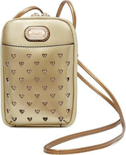 Golden Patent Heart-Studded Mini Sling Bag