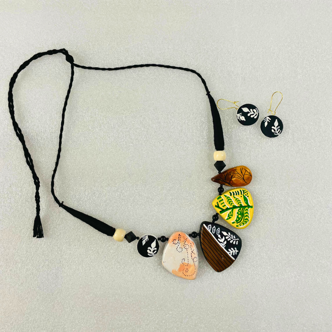 Yellow Forest Jewelry Set | Clay Jewelry | Floral Jewelry