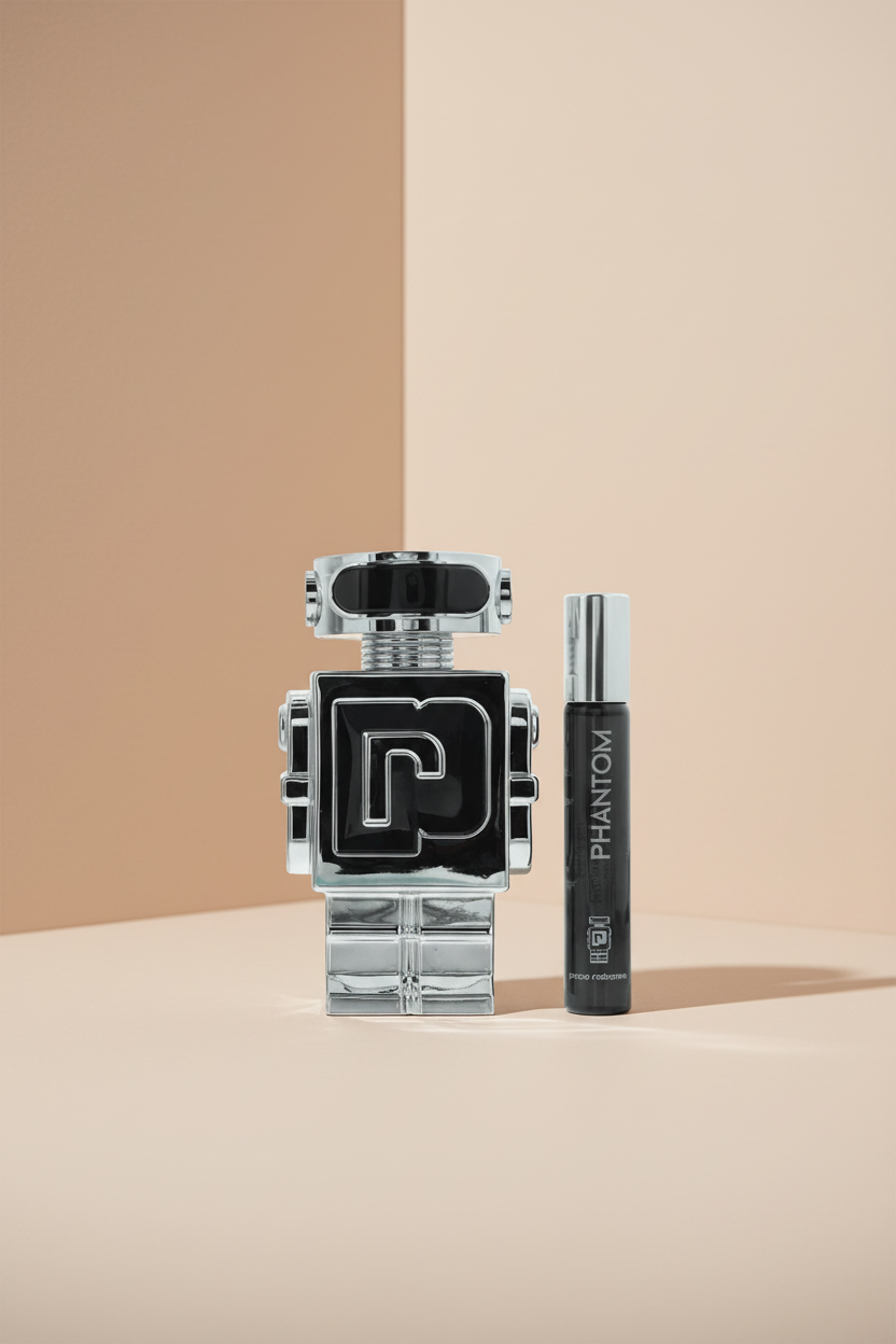 Paco Rabanne Phantom perfume bottle with cap on a white background