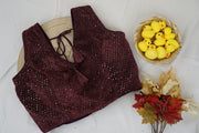 Wine Maroon Shimmer Sequin Party Wear Blouse