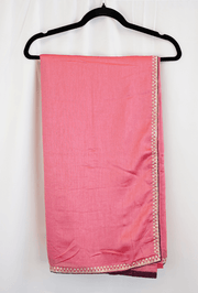 Dusty Rose Satin Silk Saree with Diamond Zari Border