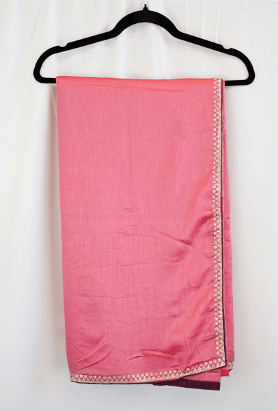 Dusty Rose Satin Silk Saree with Diamond Zari Border