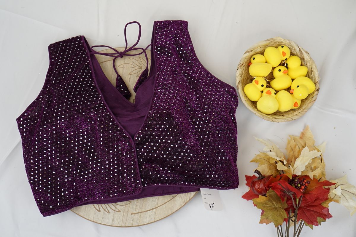 Purple Shimmer Sequin Party Wear Blouse