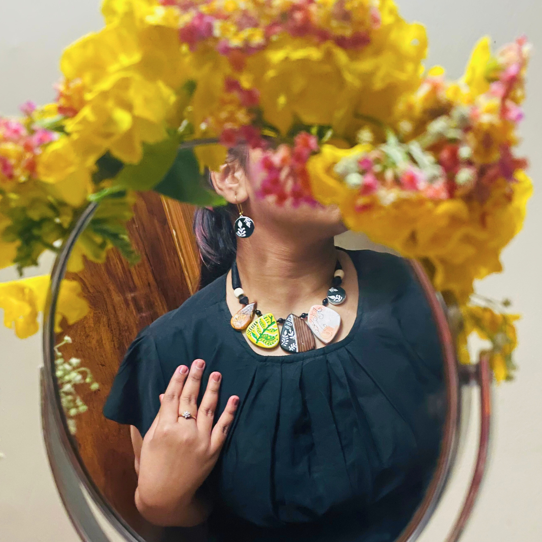 Yellow Forest Jewelry Set | Clay Jewelry | Floral Jewelry