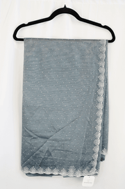 Smoke Grey Net Saree with White Pearl and Sequin Embroidered Border